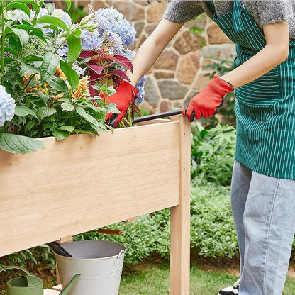 Yaheetech 47x23x32in Wooden Raised Garden Bed with Legs & Storage Shelf Horticulture Wooden Elevated Planter Box Vegetable Growing Bed for Flower/Herb/Backyard/Patio