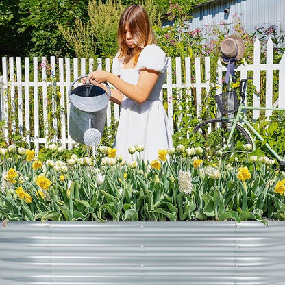 LINEX Galvanized Raised Garden Bed 6x3x1 ft, Metal Raised Garden Beds Outdoor Planter Boxes Clearance for Gardening Vegetables Flowers Herbs Above Ground