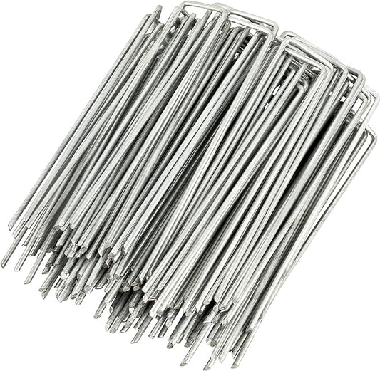 250-Pack Anti-Rust 6'' 11 Gauge Heavy-Duty Flat-Top U-Shaped Garden Stakes Staples Spikes Pins Pegs - Ground Stakes for Anchoring Landscape Fabric