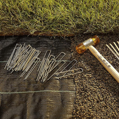 500-Pack Anti-Rust 6'' 11 Gauge Heavy-Duty Flat-Top U-Shaped Garden Stakes Staples Spikes Pins Pegs - Ground Stakes for Anchoring Landscape Fabric
