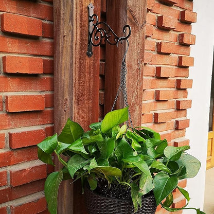 N+A Sunshine Iron Metal Hanging Planter Bracket, 2 Pack Wall Hooks for Hanging Birds Feeders, Latern, Wind Chimes, Coat, Decorative Indoor Outdoor (Black)