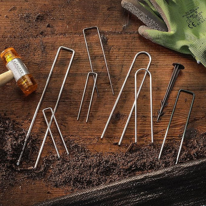 50-Pack Anti-Rust 6'' 11 Gauge Heavy-Duty Flat-Top U-Shaped Garden Stakes Staples Spikes Pins Pegs - Ground Stakes for Anchoring Landscape Fabric